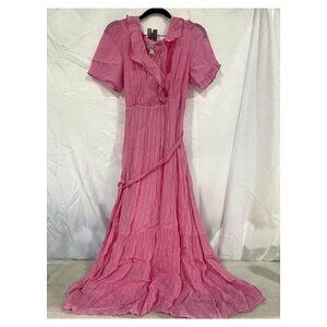 NEW Ever New Ruffle Chiffon Maxi Dress pink sz 8